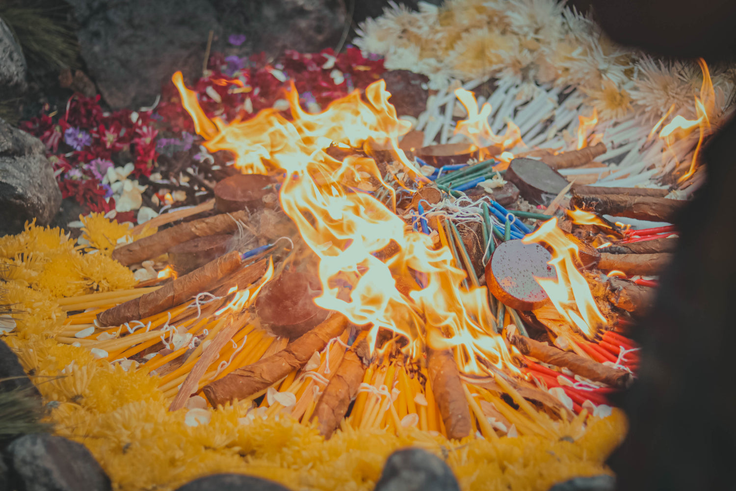 Fire ceremony by mayan leaders.